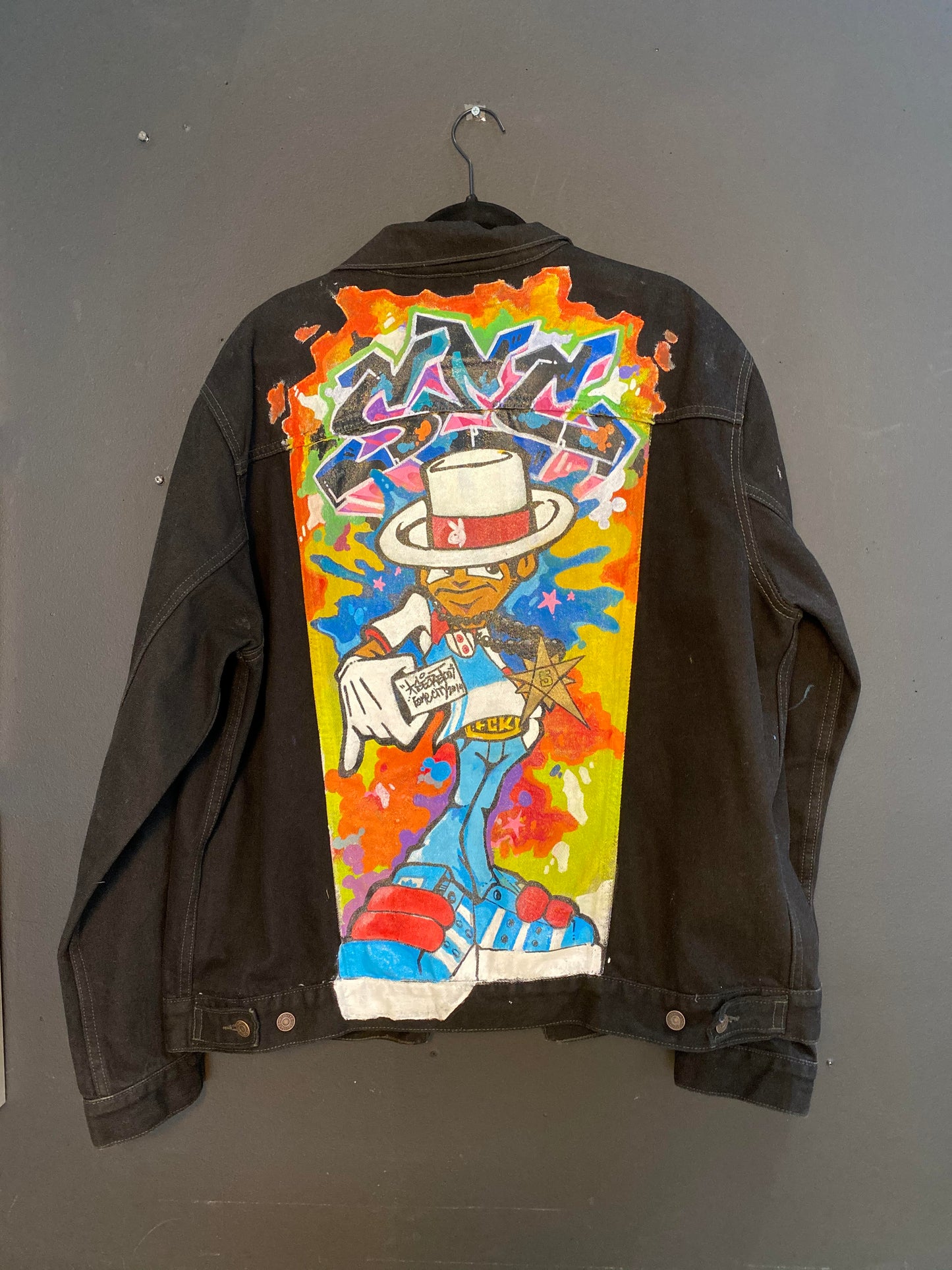 Hand Painted Denim Jacket - Chillski - Levi's Mens X-Large