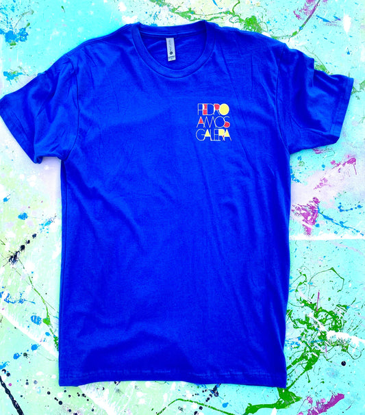 "Pedro AMOS Galeria" - Blue Contemporary Logo - T-Shirt